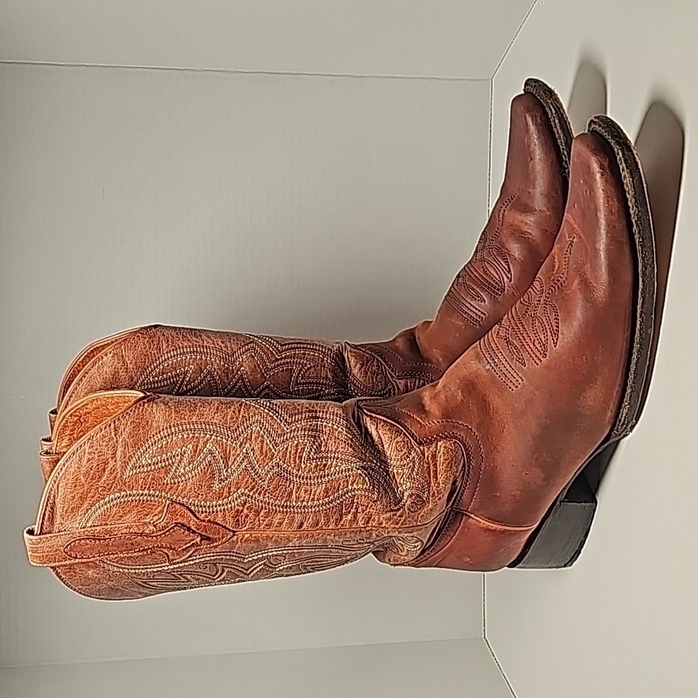 Innovation Boots Cowboy Western Square Long Toe Pull-On Brown Leather Mexico 9